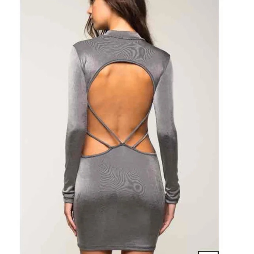 Silver backless bodycon dress